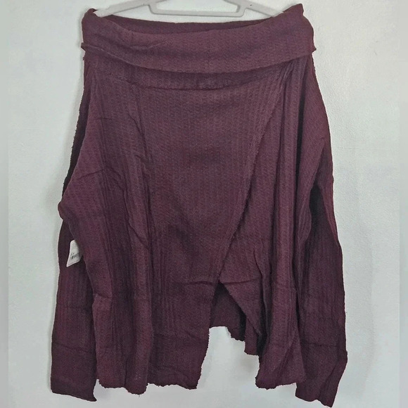 Free people juicy long sleeve cowl neck top in date night burgundy size XS NWT - Picture 5 of 8